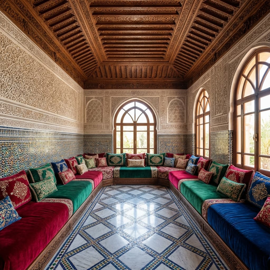 Grand salon marocain convivial